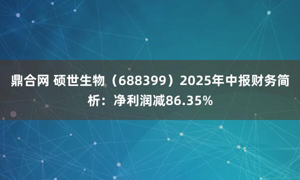 鼎合网 硕世生物（688399）2025年中报财务简析：净利润减86.35%